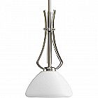 Progress Lighting Rave 7-in W Brushed Nickel Mini Pendant Light with Frosted Shade